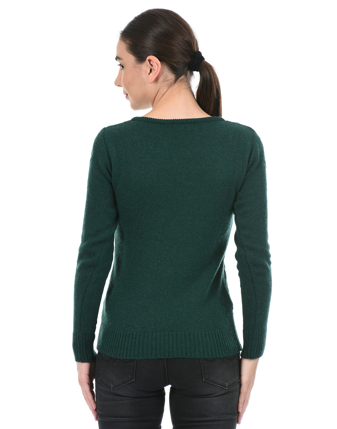 Species Women Green Self Design Sweater